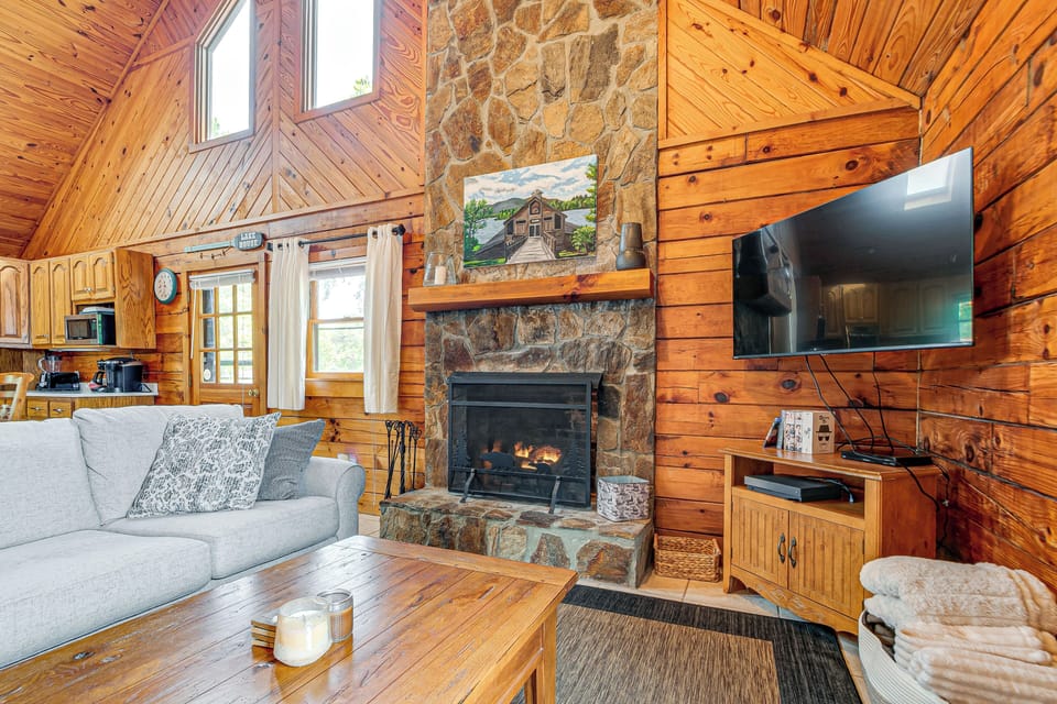 Property Interior | 3-Story Cabin | Free WiFi | Central A/C & Heating