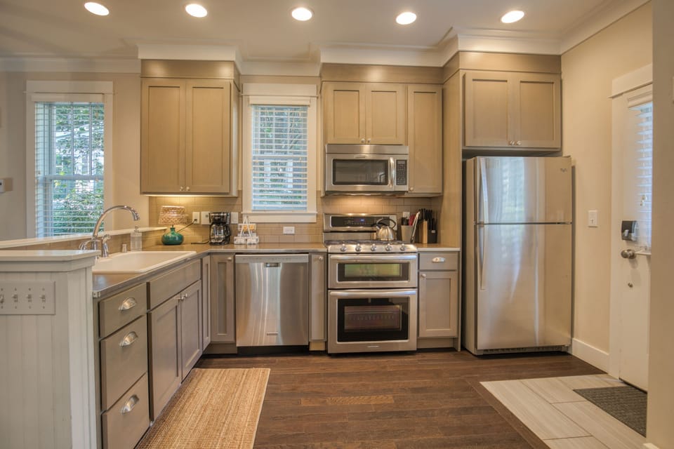 The kitchen is fully stocked for cooking during your stay. 