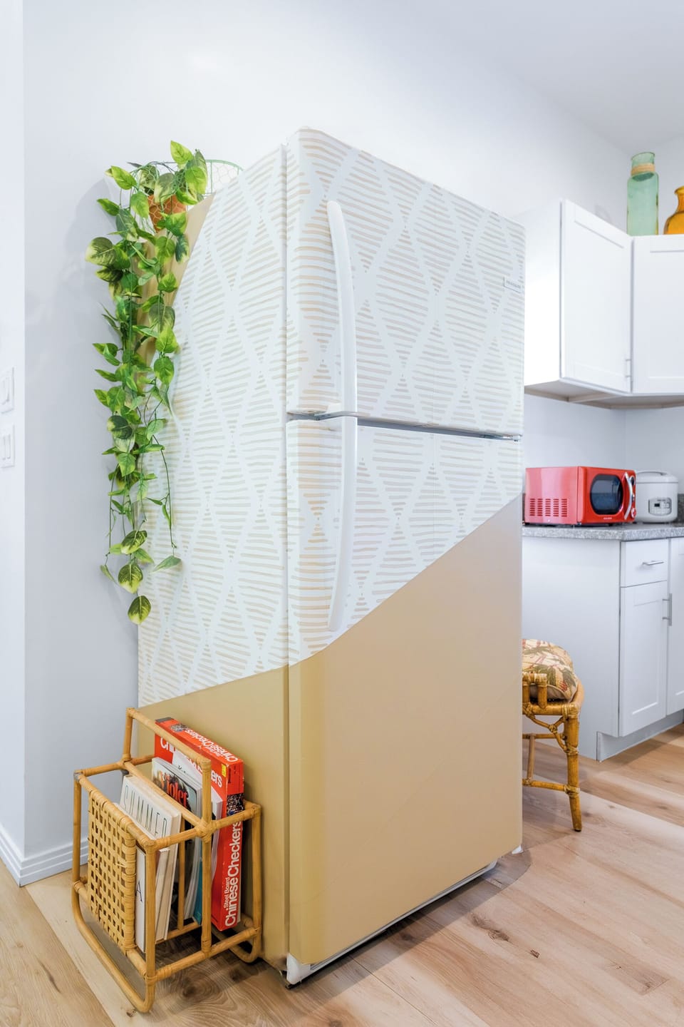 One of  a kind fridge and freezer. Designed specifically for this space.