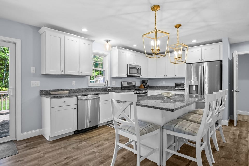 Fully equipped kitchen with stainless steel appliances