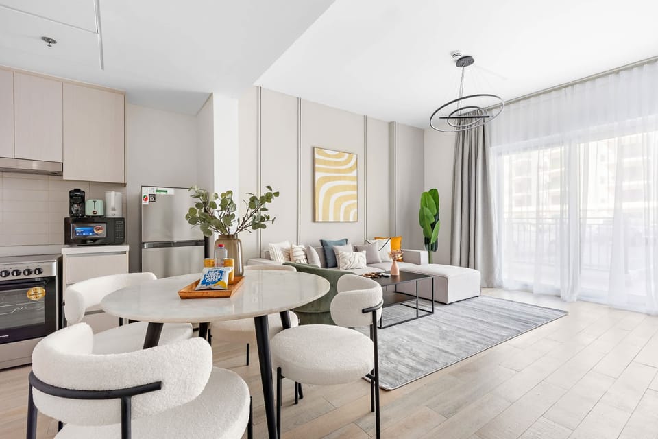 Airy dining area set for relaxed meals together
