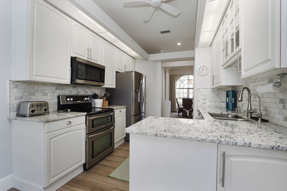 Kitchen with stainless steel appliances