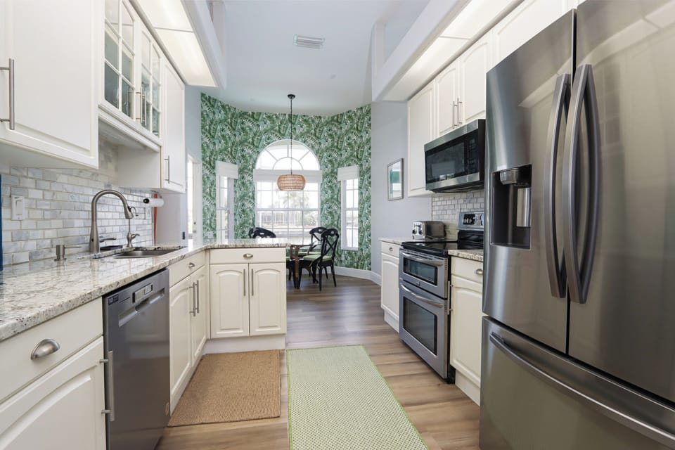 Kitchen with stainless steel appliances