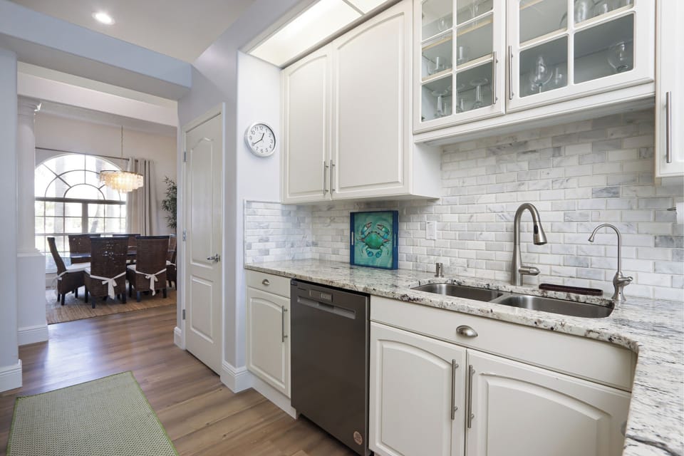 Kitchen with stainless steel appliances