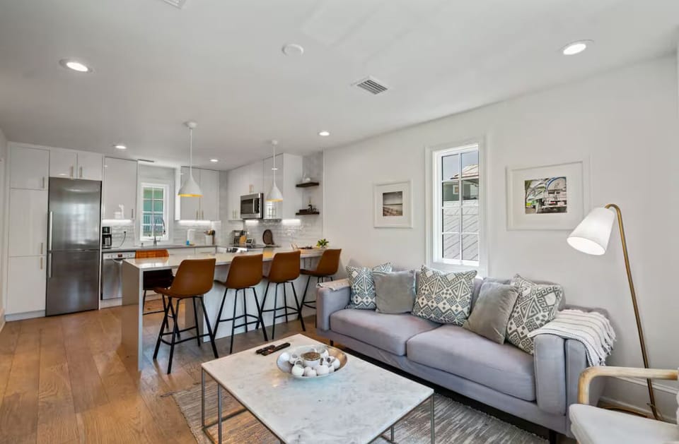 Open family room + kitchen bar