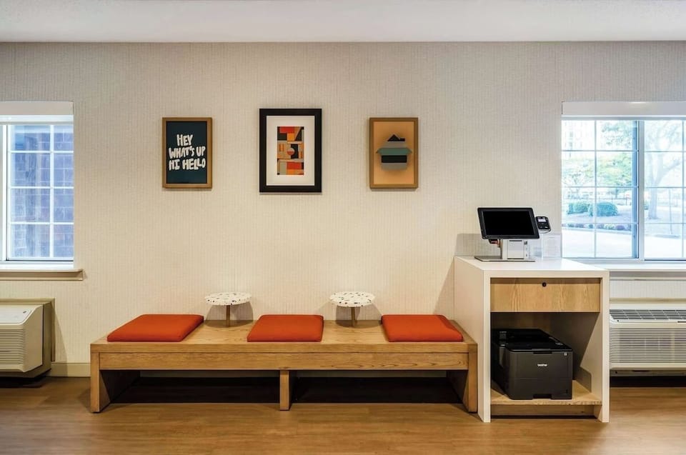 Pause and plan your day in this calm lobby nook.