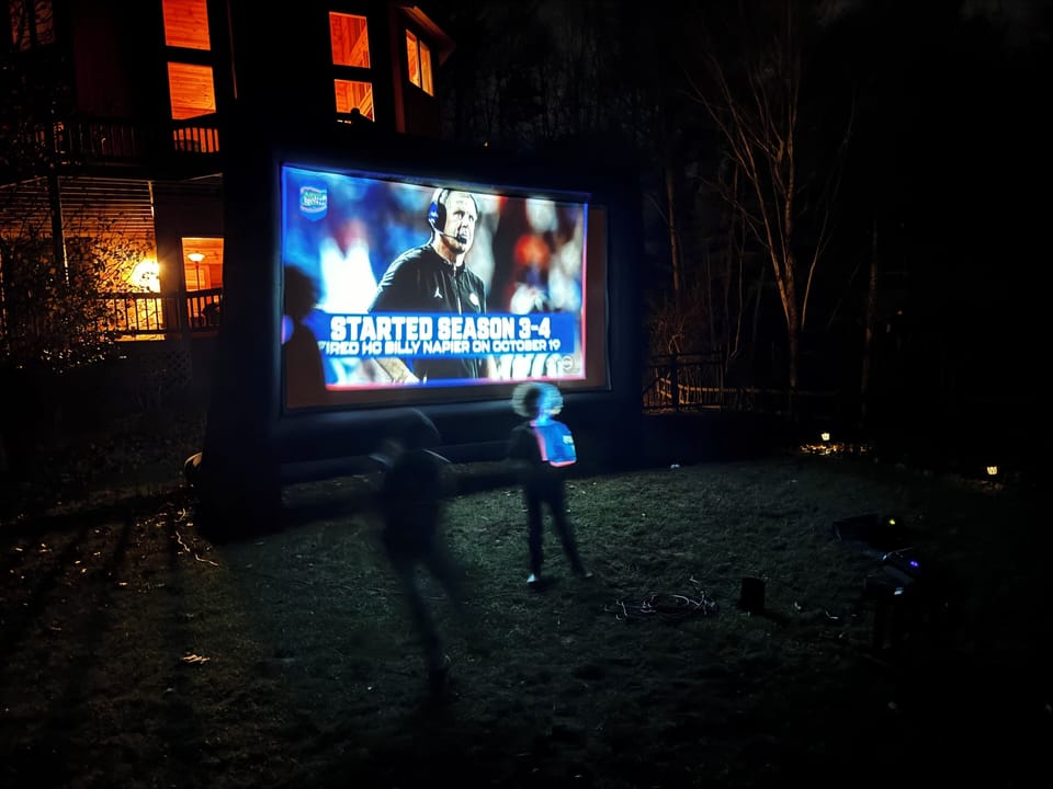 Watch movies or football under the stars with our outdoor screen and projector.