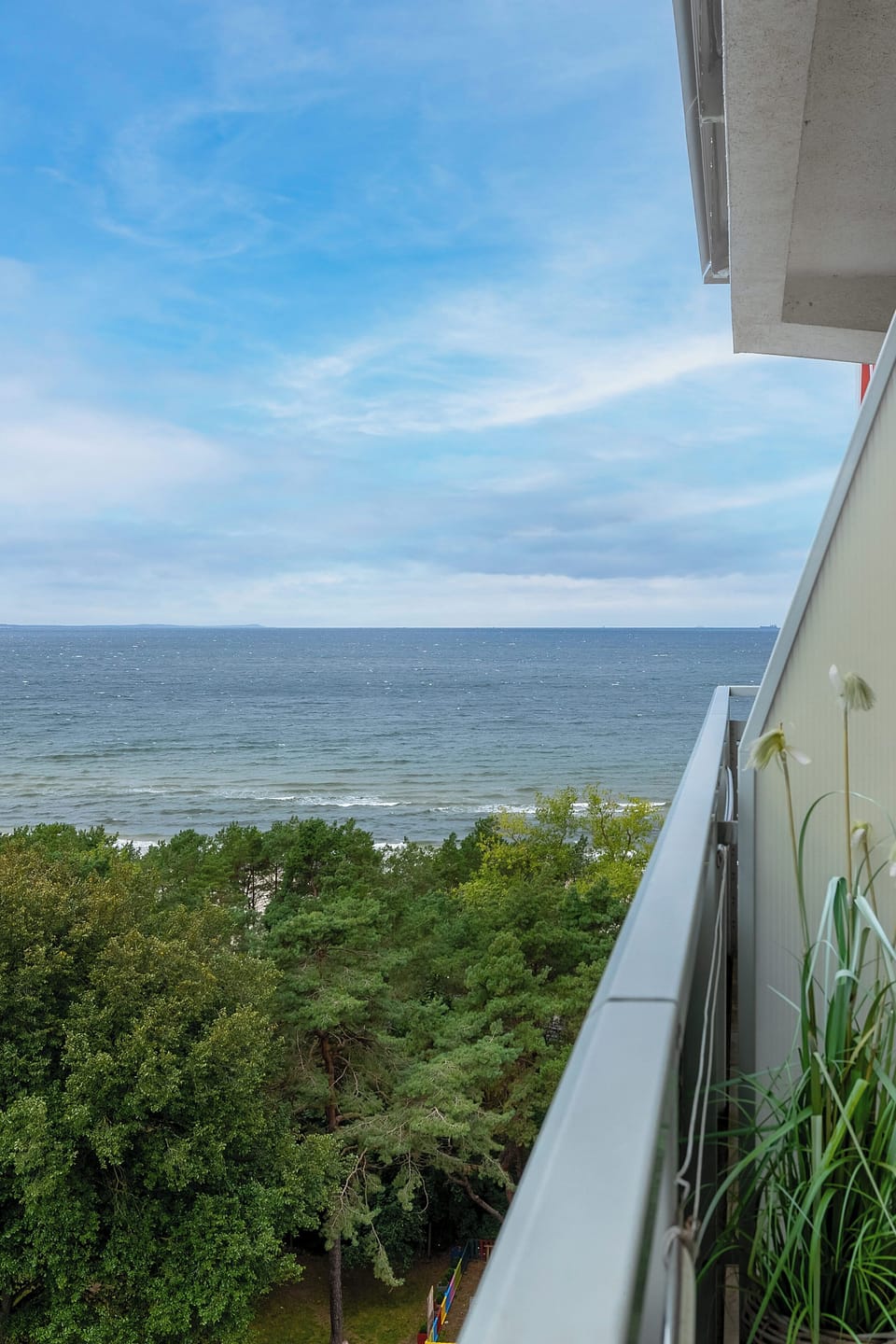 From the balcony, you can admire the sea view that highlights the unique location of the apartment.