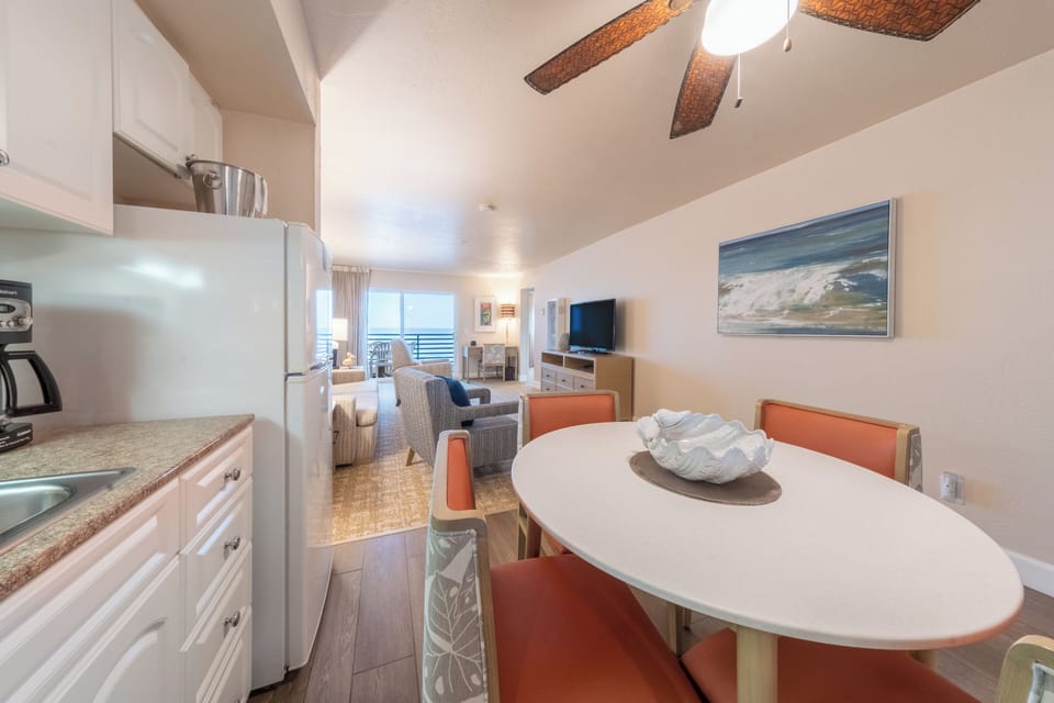 Unwind in crisp linens and a calm, cozy retreat.