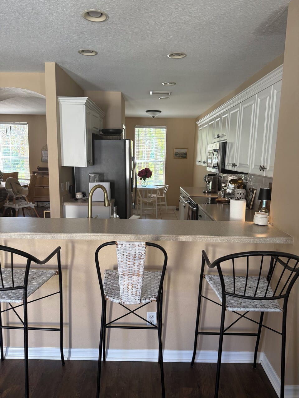 Bar stools for extra seating 