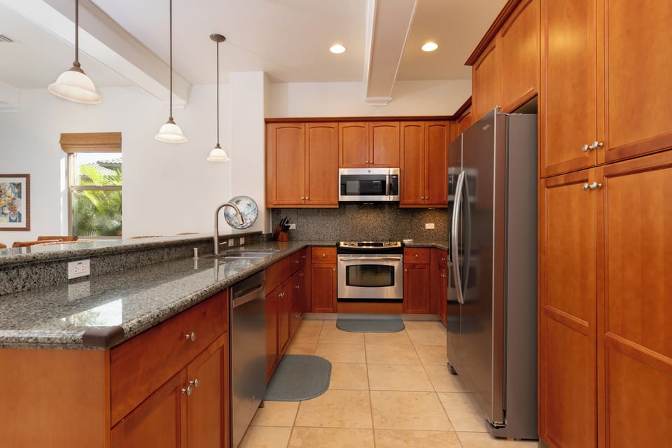 Spacious Kitchen with a great assortment of spices, oils and essentials provided