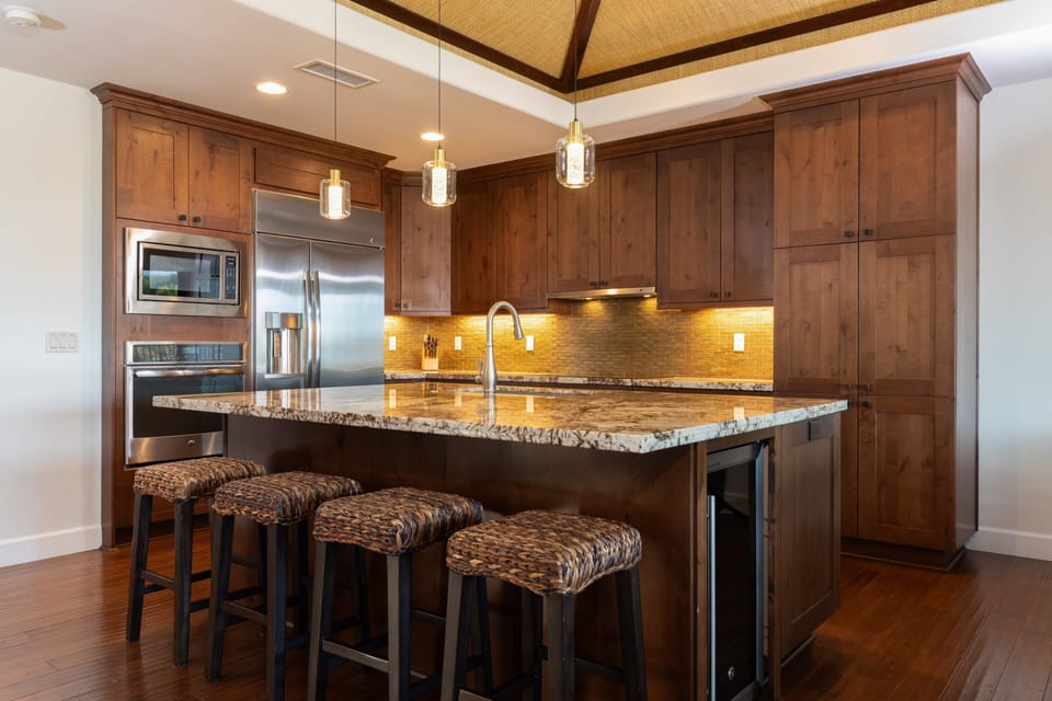 Gourmet Kitchen with a great assortment of spices and essentials provided