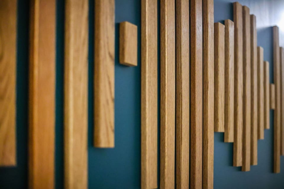 A one-of-a-kind design adds rustic charm and a personal touch to the bedroom.