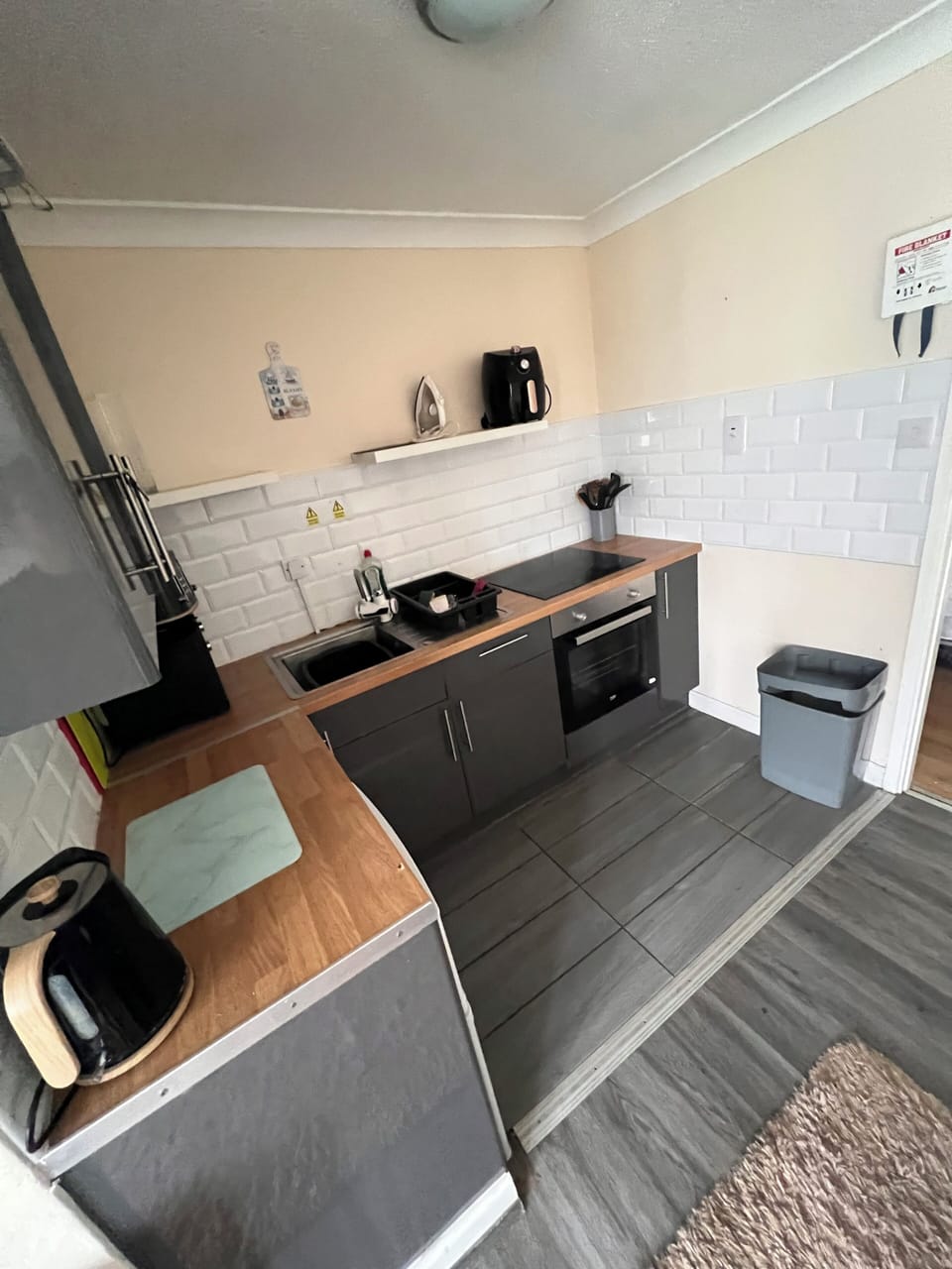 Modern Kitchen with airfryer slow cooker electric hob