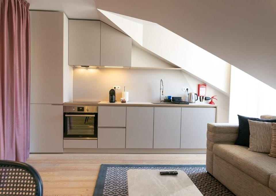Cook easily in the streamlined kitchen with modern built-ins.