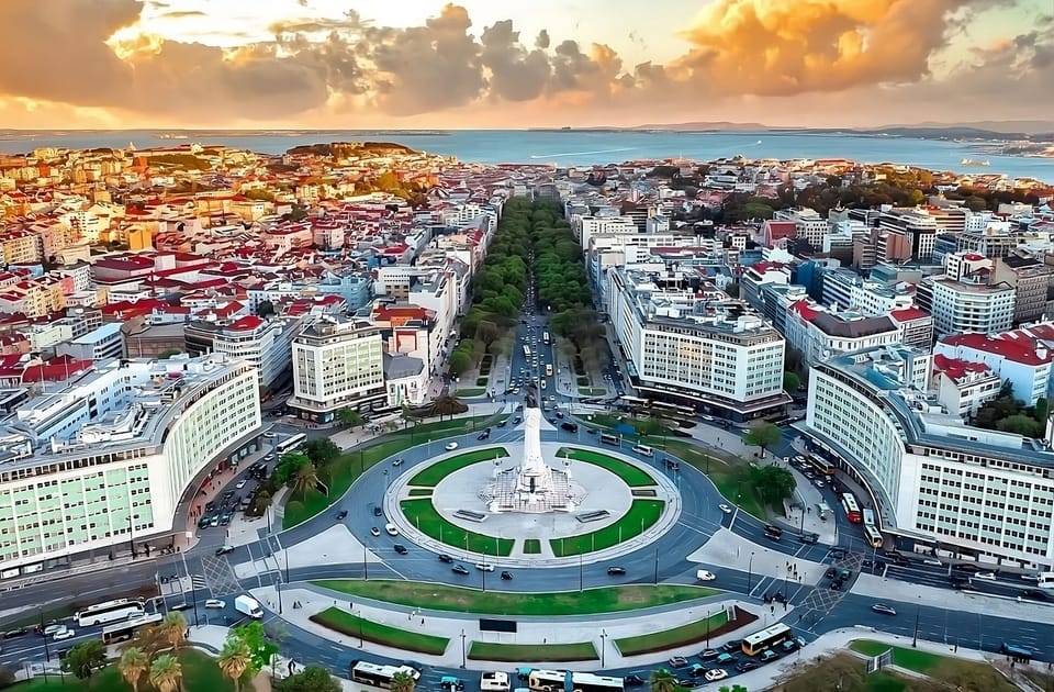 Explore the city’s grand boulevard glowing at golden hour.