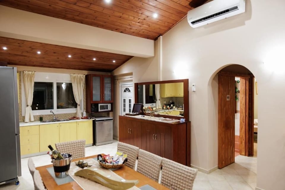 Fully equipped kitchen with sleek appliances.