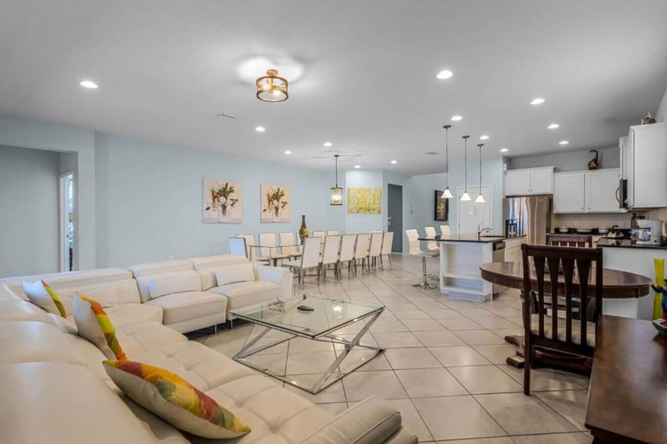 Our very spacious open concept living and dining area - perfect for large group