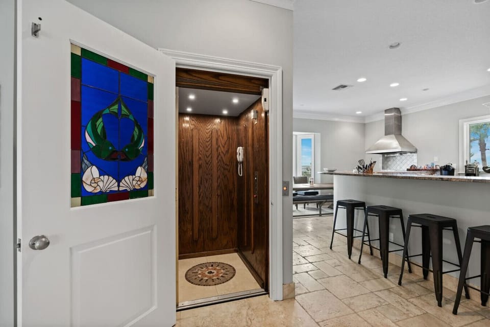 Elevator for ease of access to both lower and upper floors.