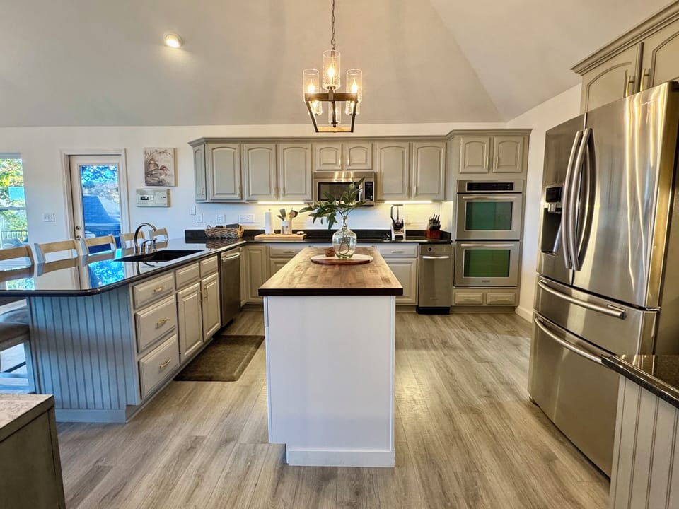 Kitchen with ample cooking supplies for a chefs dream
