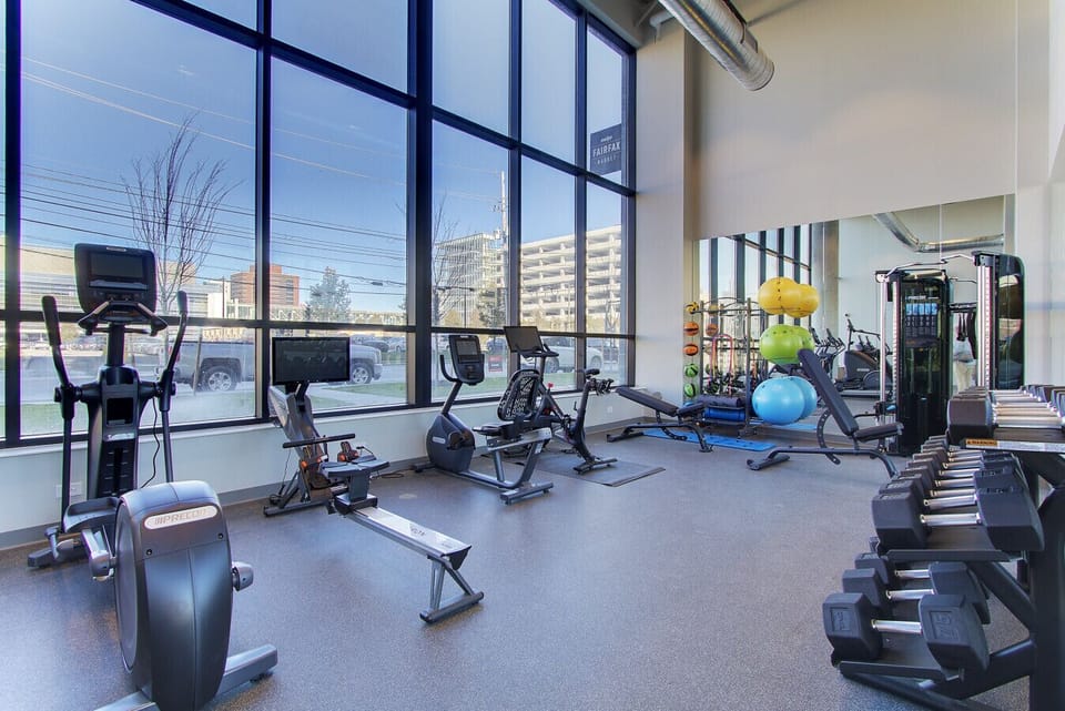 Keep up with your workout routine in the building’s fitness center, featuring cardio machines and exercise equipment.