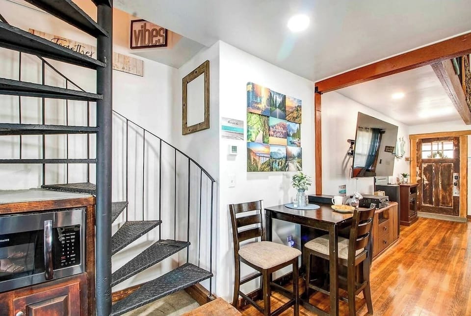 Spiral Staircase leading up to 2nd full bath and loft/office