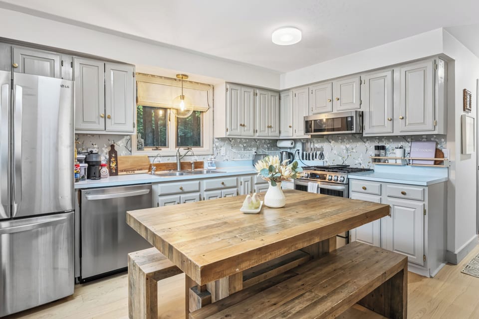 Kitchen and dining table.