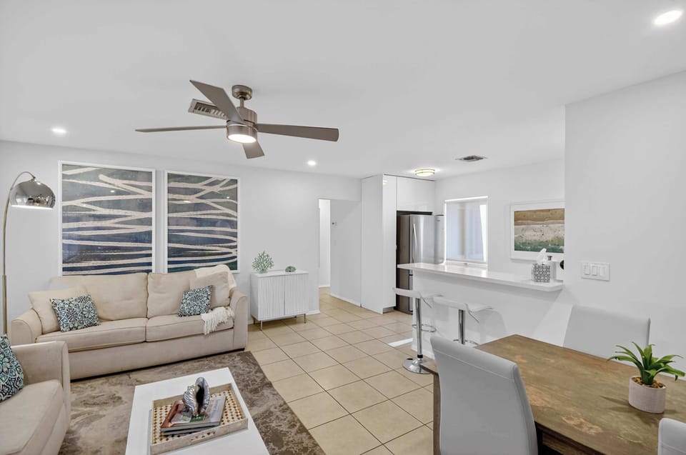 Living area with Smart TV and sofa sleeper