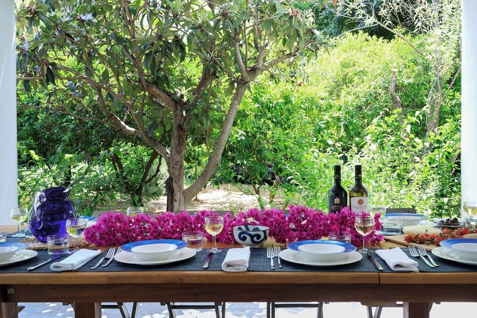 The shaded al fresco dining area.