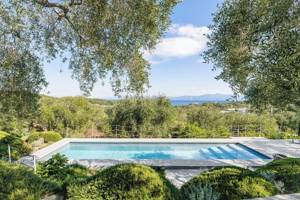 The beautiful pool with its views out to sea.