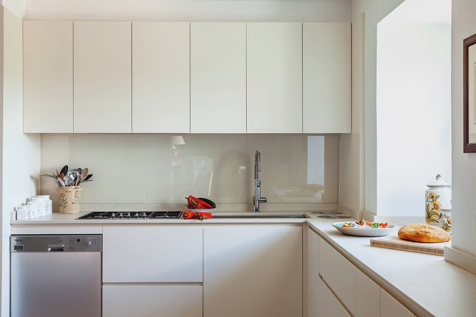 The well-equipped contemporary kitchen.