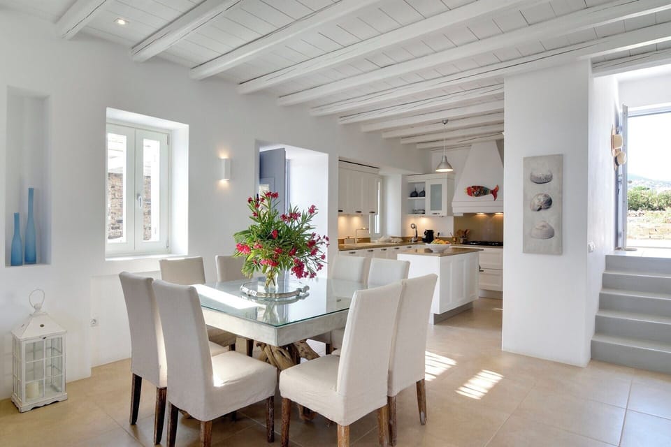The dining area in the first house.