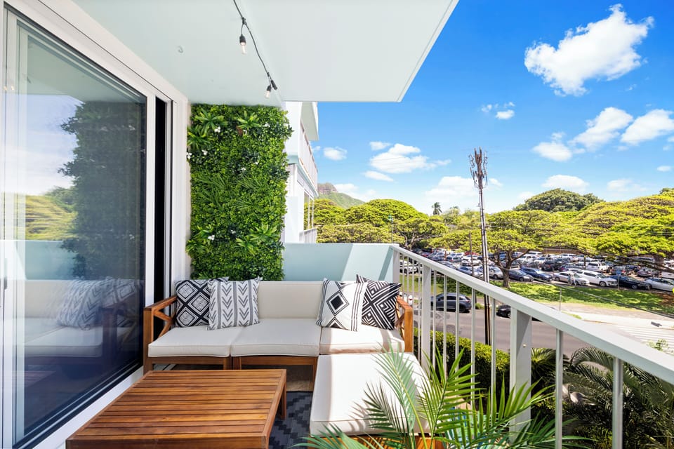 Relax and take in the scenic views from this beautifully appointed lanai, perfect for leisurely mornings or peaceful evenings.