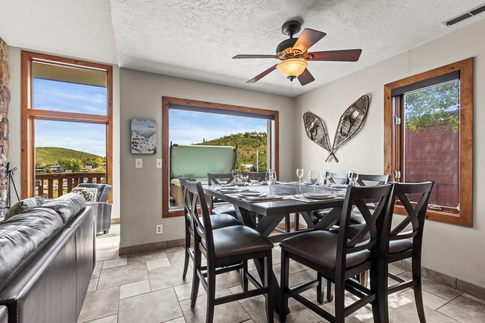 The dining area with seating for 8 guests.