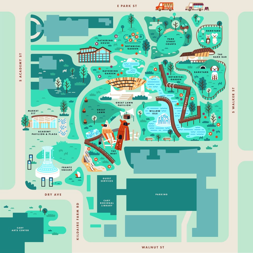 Downtown Cary park map.