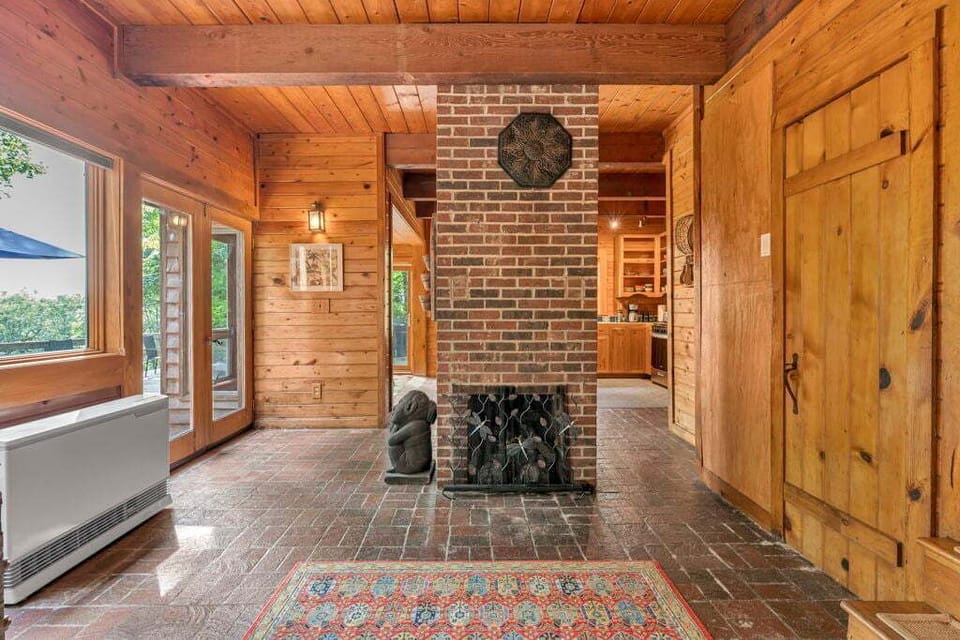 Gas Fireplace Built into the Brick Center Piece