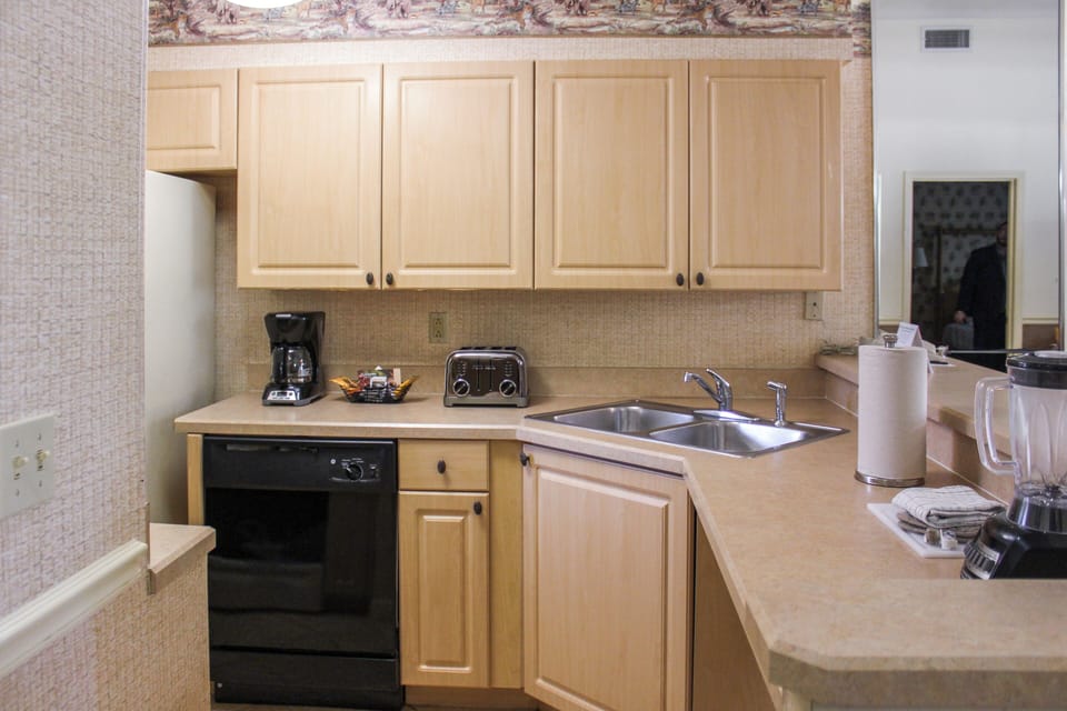 Prep easy meals in this cozy, practical kitchenette nook.
