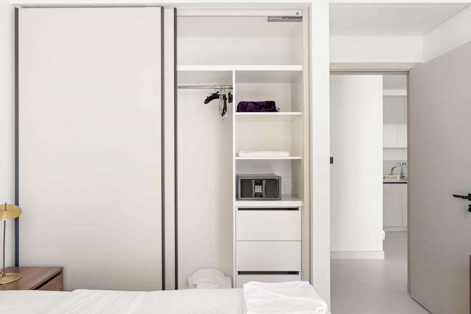 Handy wardrobe space to keep essentials tidy.