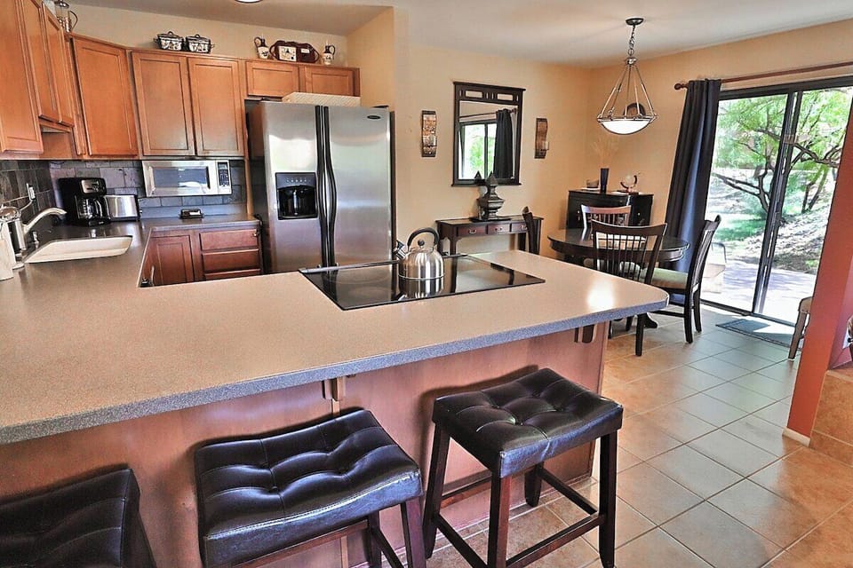 Kitchen counter space and seating