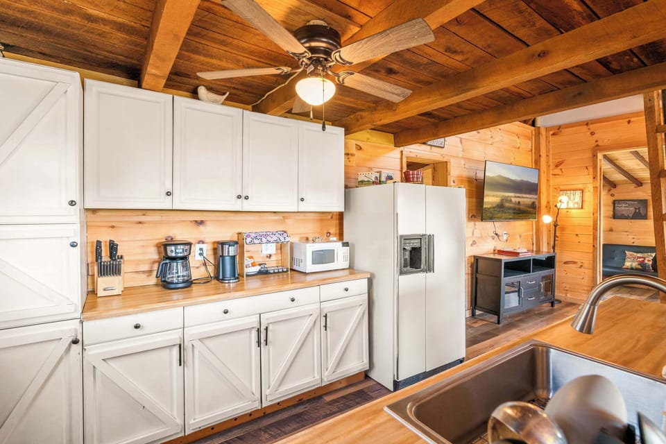 Modern appliances in a cozy rustic setting