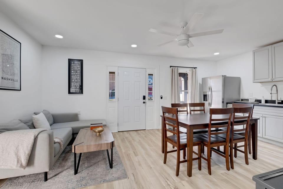 Whether you're lounging in the comfy seating area or enjoying a quiet evening, the living room serves as a perfect setting to relax, recharge, or make lasting memories during your stay in Nashville.