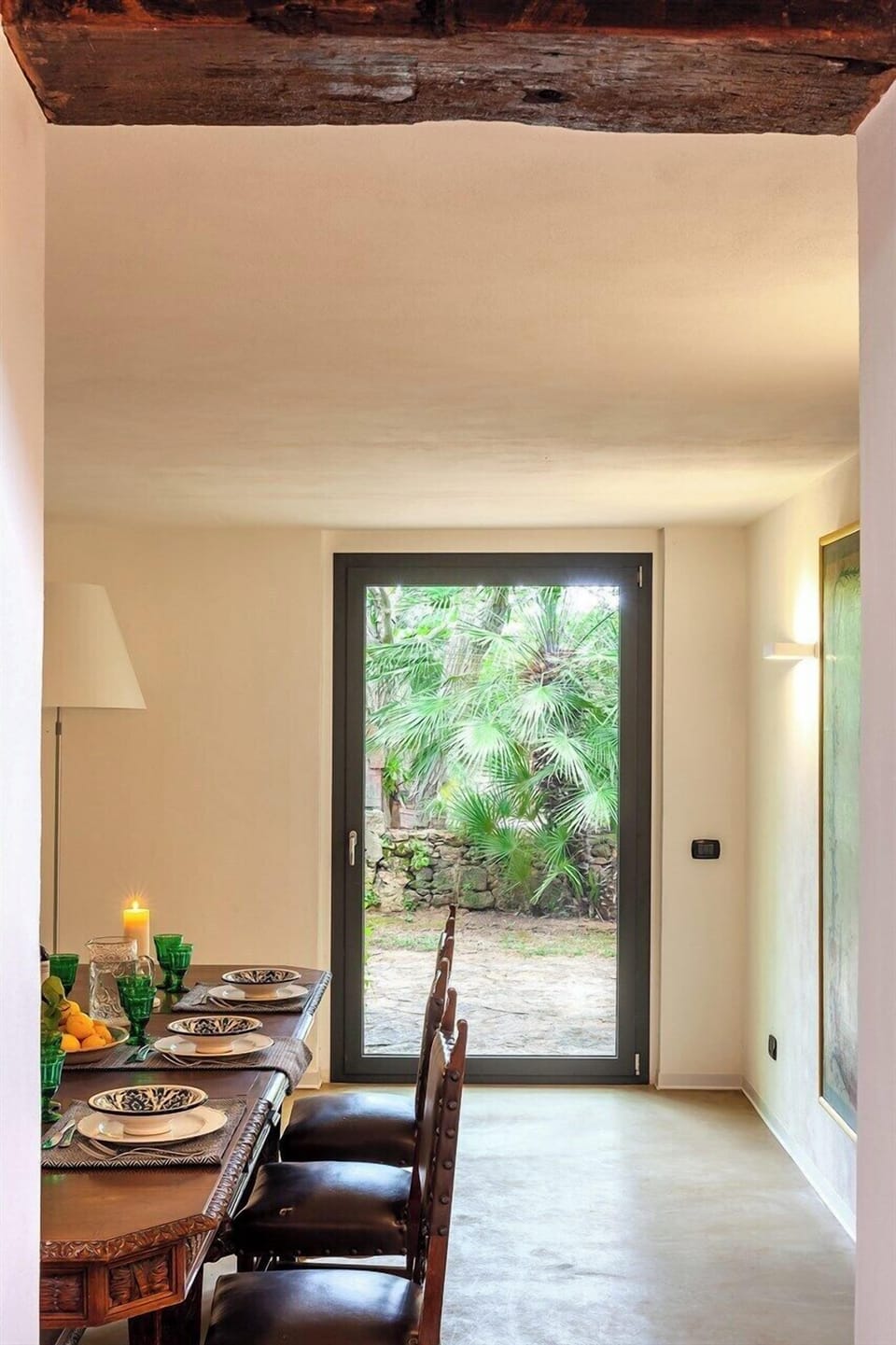 Looking out to the gardens from the dining room.