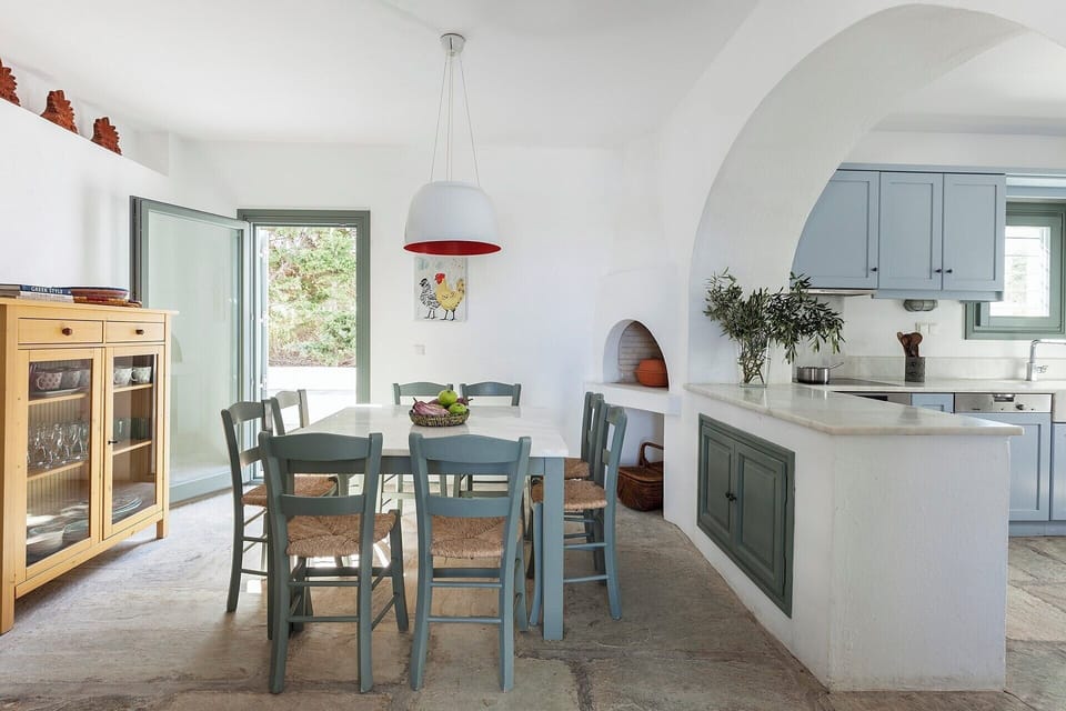 The kitchen-diner with its access to the walled courtyard.