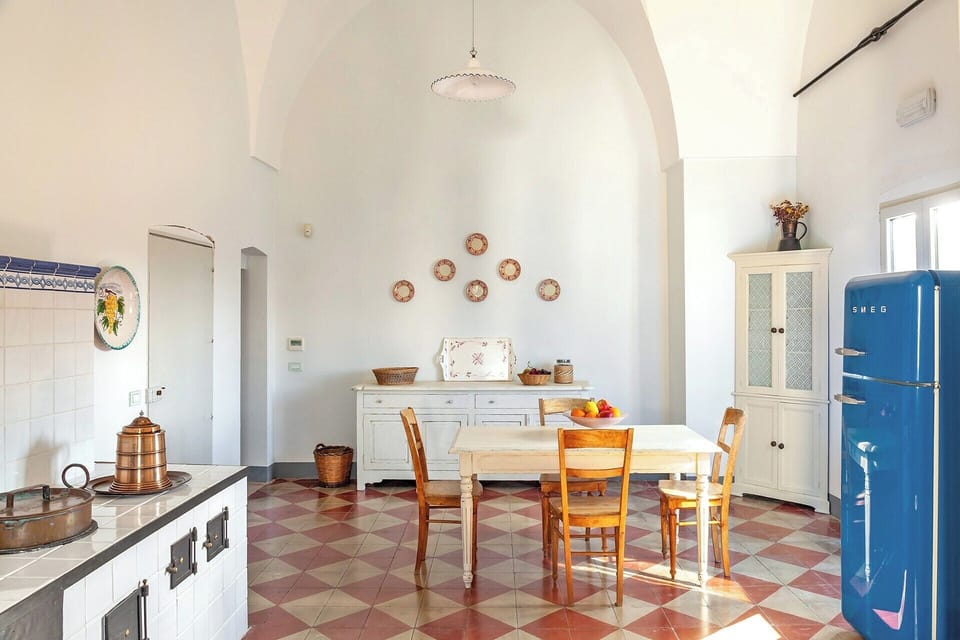 The large, well-equipped kitchen.