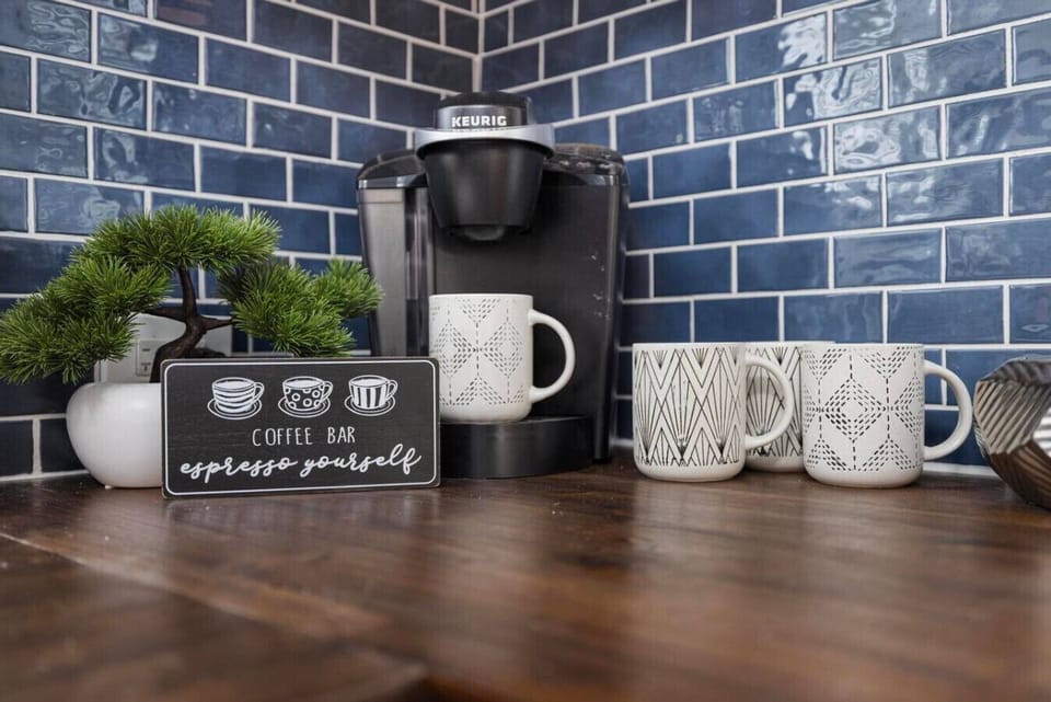 We have both a Keurig and drip coffee maker for your morning pick me up!