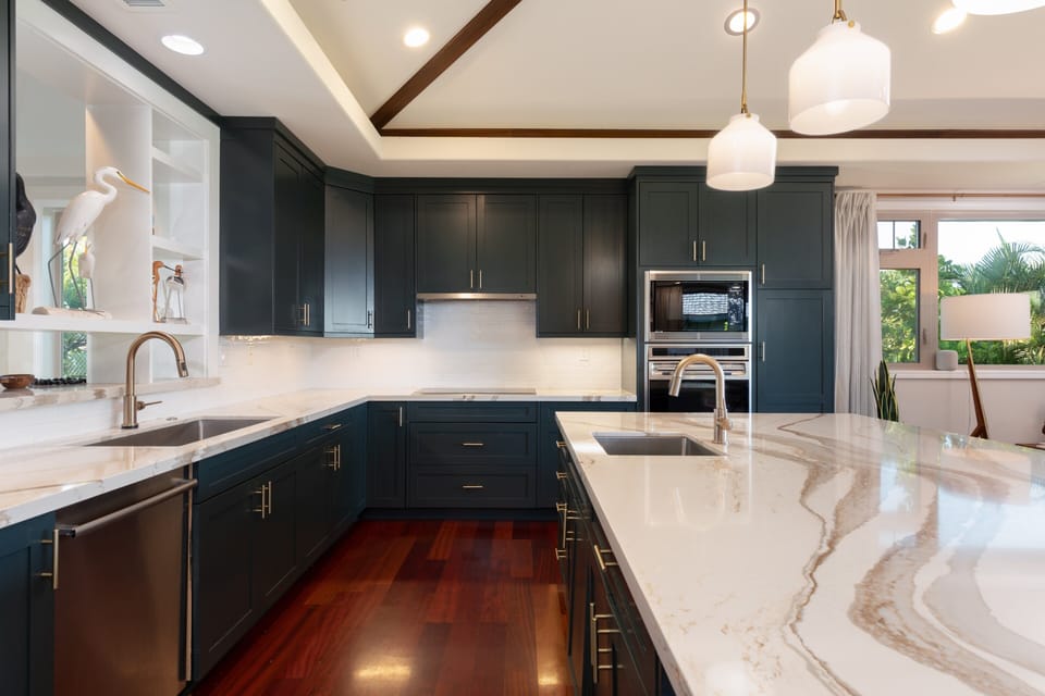 Spacious Gourmet Kitchen stocked with spices, oils and tons of essentials