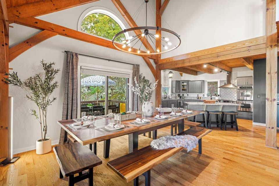 Primary dining table with space for 12