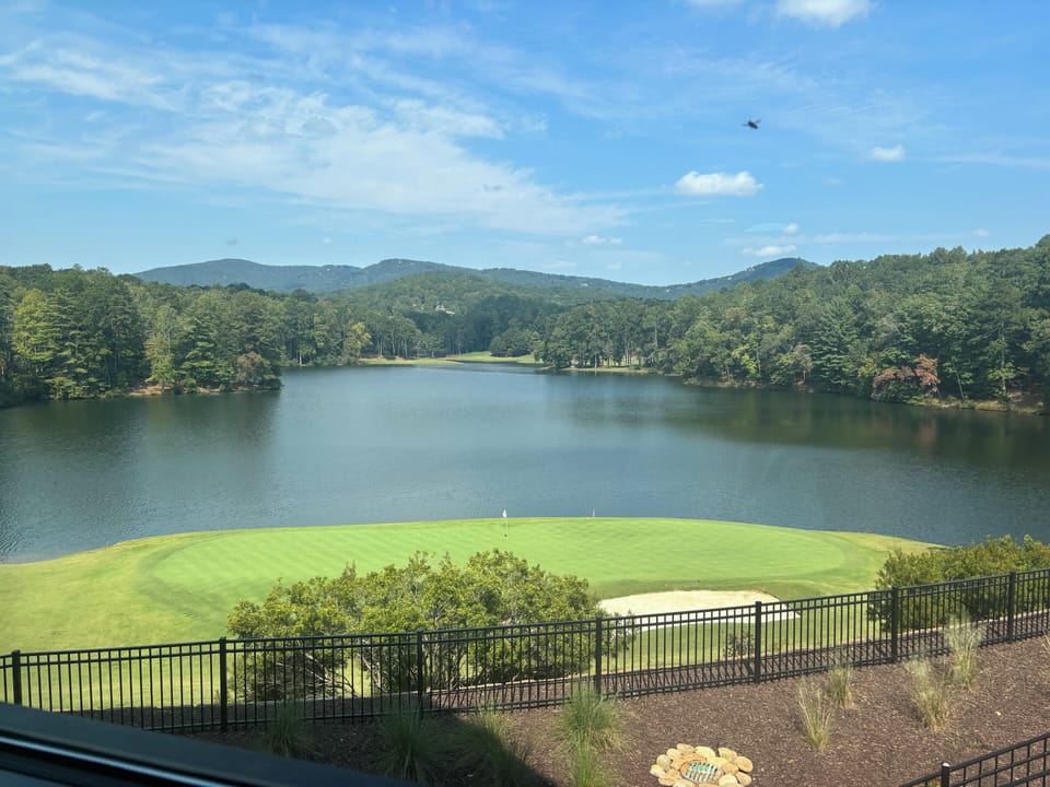 View from the renovated club house walking distance from our home.