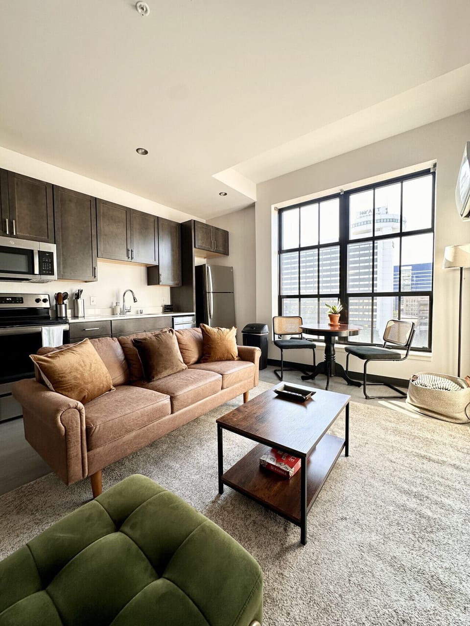 Living room with charming architecture and abundant natural light