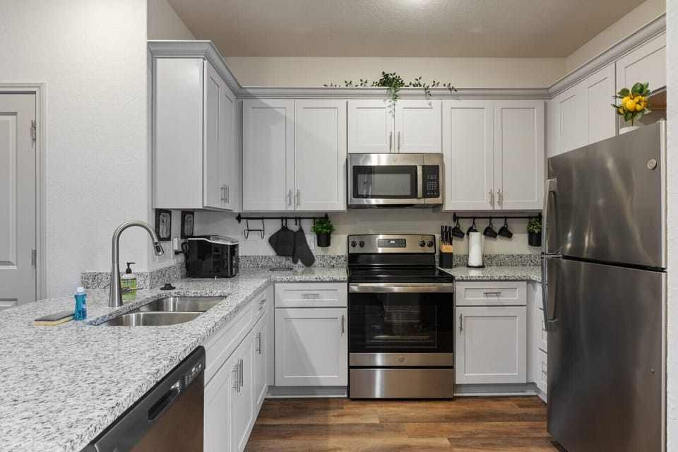 Fully equipped kitchen with everything you need for home-cooked meals.